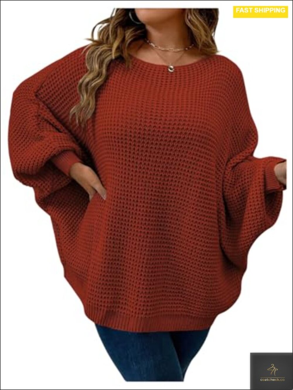 Plus Size Oversized Crew Neck Long Sleeve Pullover Sweater Casual Fall Top